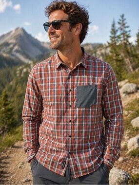 Arc’teryx Bernal Plaid Button-Up Shirt Outdoor Tech Hiking Trail Lightweight